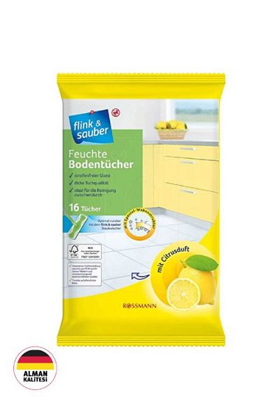 Flink Sauber Flink & sauber citrus scented wet floor cloth, 22x30 cm pack of 16
