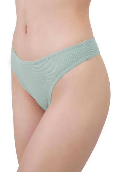 Cottonhill Kadın Pamuklu ve Likrali Fitilli Kaşkorse Tanga Külot 5'li Paket