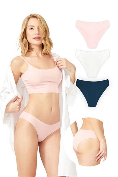 Cottonhill Classic Basic Laser Cut Bikini Briefs 3-Pack