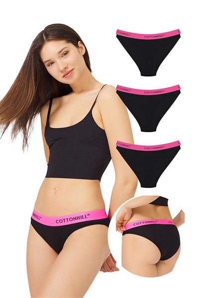Cottonhill Pachet de 3 - 2 chiloți din bumbac bikini pentru femei