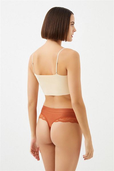 Cottonhill Lace Detailed Micro Satin Women's Thong Panties 5-Pack