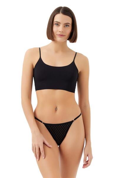 Cottonhill Polka Dot Tulle Adjustable Elastic Women's Thong Panties 2-Pack