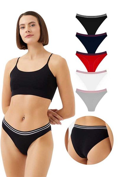 Cottonhill Chiloți de bikini din bumbac sport Basic Pachet 5