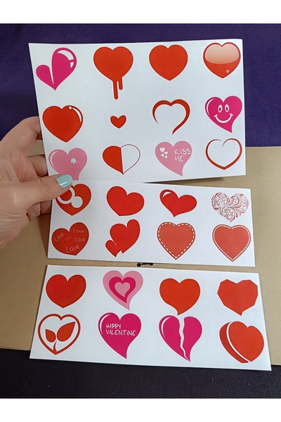 Pink Swan Craft Set de autocolante cu inimi pline de dragoste roșii (28 model...