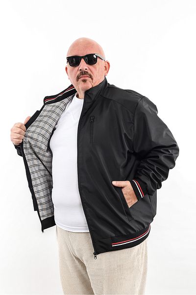 ixir Μαύρο Plus Size Classic Εποχιακό Ανδρικό Παλτό & Μπουφάν με φερμουάρ