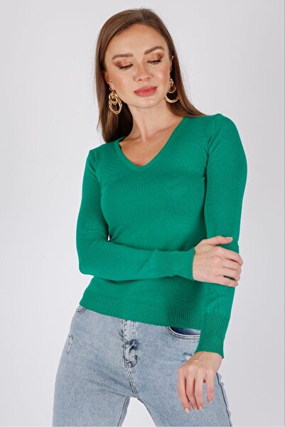 ALCHON Καλοκαιρινή πλεκτή μπλούζα με μακρυμάνικη λαιμόκοψη σε μονόχρωμη κοπή