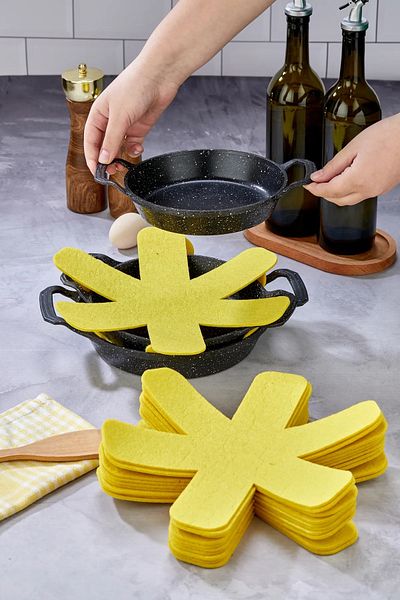 garaccu Pan Anti-Scratch, Pyrex Protector, Felt Pot Protector, Felt Pot Mat 3 Pieces Yellow