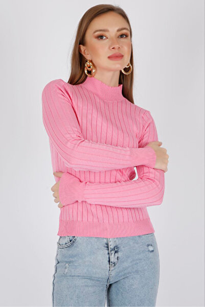 ALCHON Μισό ζιβάγκο με ριμπ μακρυμάνικο καλοκαιρινό ελαστικό πλεκτό μπλούζα Badi