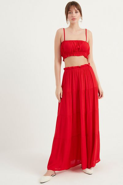 Yoncaekspres Layered Long Wrap Skirt