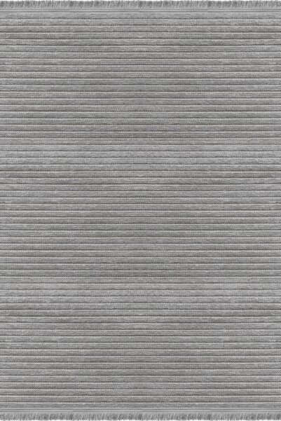 Halıstores Lia 8255 Gri Yumuşak Dokulu Modern Sade Tasarım Saçaklı Salon Halısı