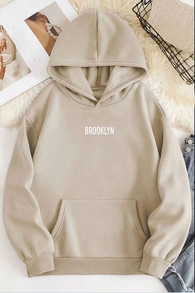 Medinenur Φούτερ με στάμπα Brooklyn με κουκούλα