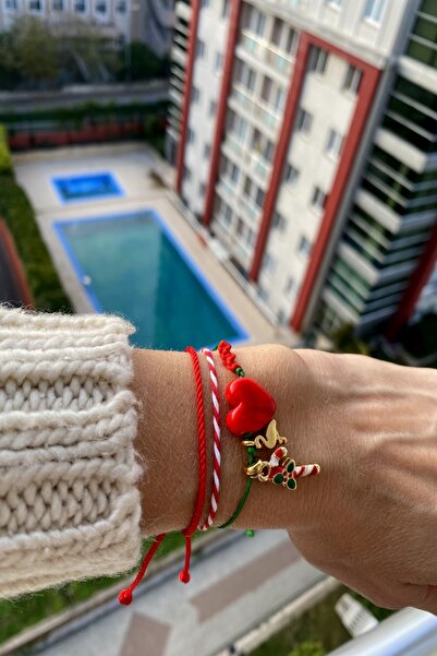 Shepidi 3'lü Kalp Leylek Asa Figürlü Şans Marteniçka Bilekliği