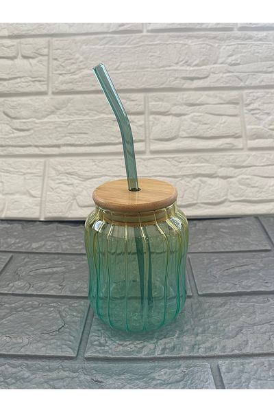 MİMOZA PARK 300 ml Heat Resistant Green Glass Presentation Cup with Bamboo Lid Pinterest Cup