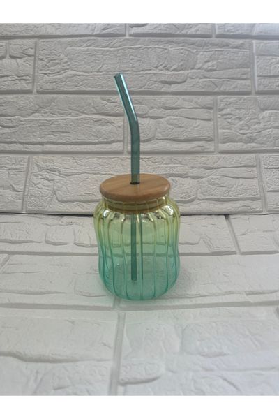 MİMOZA PARK 300 ml Heat Resistant Green Glass Presentation Cup with Bamboo Lid Pinterest Cup