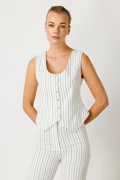 Ekol Striped Buttoned Vest