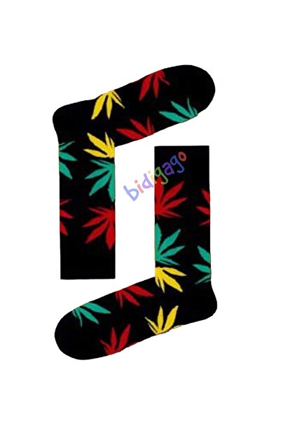 Bidigago جوارب جامعية ملونة منقوشة بأوراق الشجر للجنسين