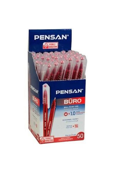 Pensan Set of 50 Red Ballpoint Office Pens