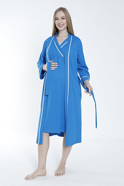 Miss Dünya Lissa Set cămașă de noapte pentru maternitate și maternitate cu dungi