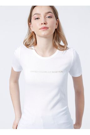 Benetton Bisiklet Yaka Normal Kal p Kad n Beyaz T Shirt 3GA2E16A2 Fiyat Yorumlar Trendyol