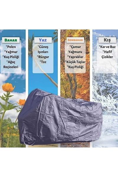 gaman 4 Seasons Use - Waterproof Reflector Detailed Buckle and Strip Motorcycle Tarpaulin