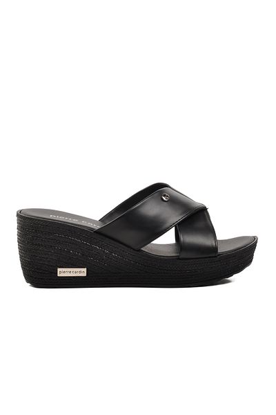 Pierre Cardin PC-3513 Black Women's Wedge Heel Slippers