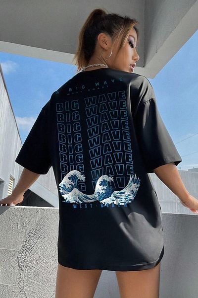 MODAGEN Unisex Big Wawe Printed Oversize T-shirt