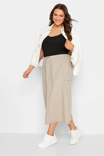 Stil Diva Fusta cargo cu lungime midi de marime mare 302038