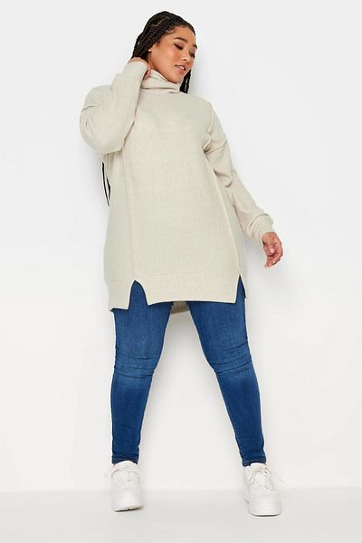 Stil Diva Pulover cu mânecă lungă cu decolteu mare, cu detaliu de cusut 302872