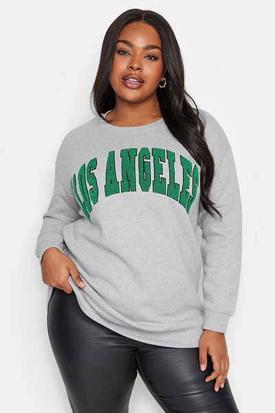 Stil Diva Plus Size Crew Neck Long Sleeve Sweatshirt with Embroidery Detail302727