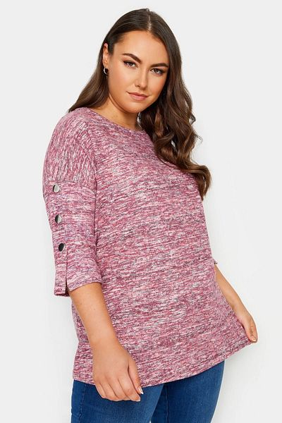 Stil Diva Plus Size Crew Neck Half Sleeve Button Detailed Blouse302681