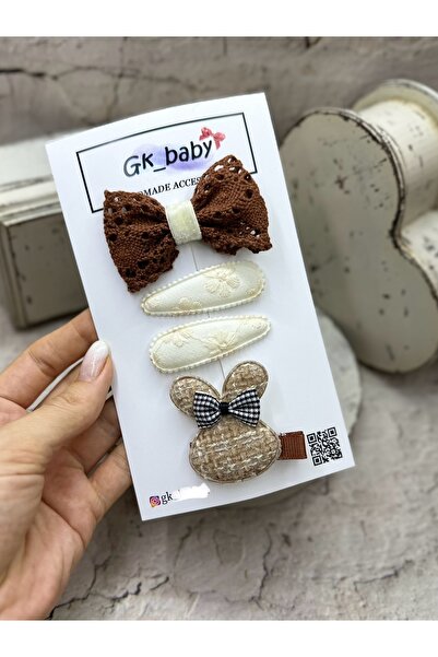 GK Dörtlü  kız çocuk Tavşanlı Klips- çıt çıt toka seti