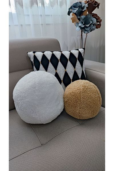 oneplise 2' Throw Pillow / Pillow Large Ecru / Small Mustard (44cm / 32cm)
