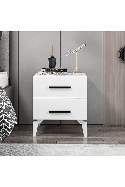 Minar Kale Ayaklı Komodin 2Ç - Beyaz