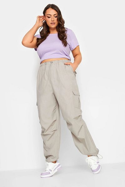Stil Diva Pantaloni cargo cu buzunare cu picior elastic de mărime mare 302035