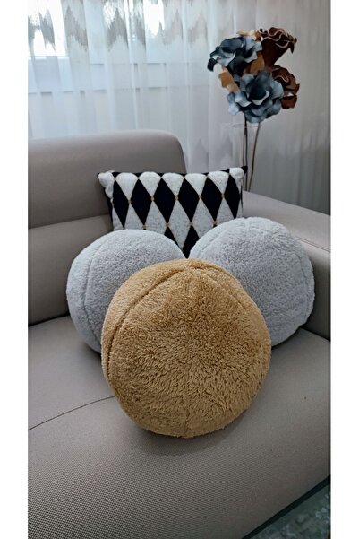 oneplise Възглавница/възглавница тип топка от 3 части, 2 големи, сива - 1 гол...