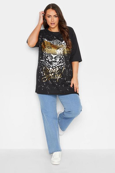 Stil Diva Tricou cu imprimeu cu decolteu mare 301849