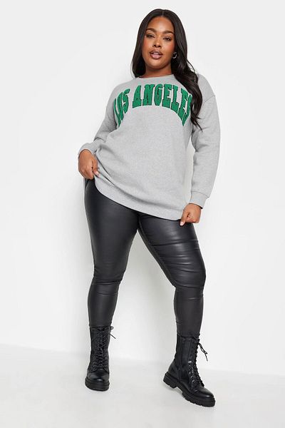Stil Diva Plus Size Crew Neck Long Sleeve Sweatshirt with Embroidery Detail302727