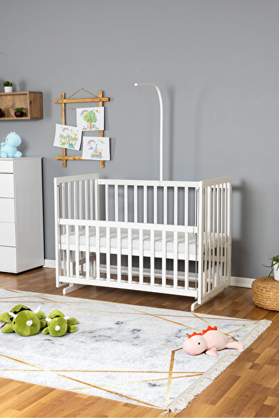 Bamgidoo Ahşap Bebek Beşik Anne Yanı Beşik Beyaz 70x130 - Uyku Setsiz Tek Yat...