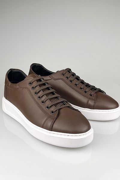 LUSIVE Genuine Leather Brown Men's Sneakers, Men's Casual Shoes, Men's Casual Shoes LUASS24AL0051