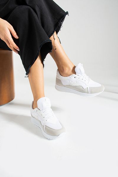 İnan Ayakkabı Pantofi Sport damă Albi - Talpa 4 Cm