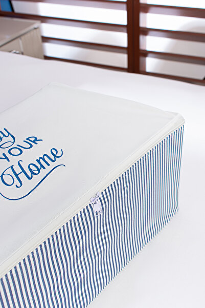 Serstil Küçük Boy Baskı Detaylı Mavi Çizgili Hurç 52 X 28 X 21 Cm