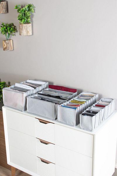 Serstil 11 Compartment Drawer Anthracite Striped Organizer Organizer - Medium 15 X 43 X 14