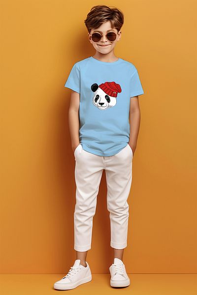 ADABEBEK Tricou pentru băieți cu imprimeu Beret Panda