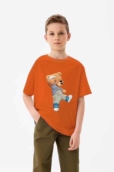 ADABEBEK kite Flying Toy Teddy Bear Printed Boys' T-Shirt