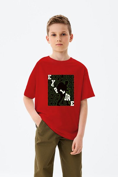 ADABEBEK Tricou pentru băiat cu imprimeu colorat Explore Text