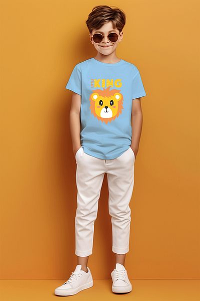 ADABEBEK Tricou pentru băiat cu model de leu scris Micul Rege