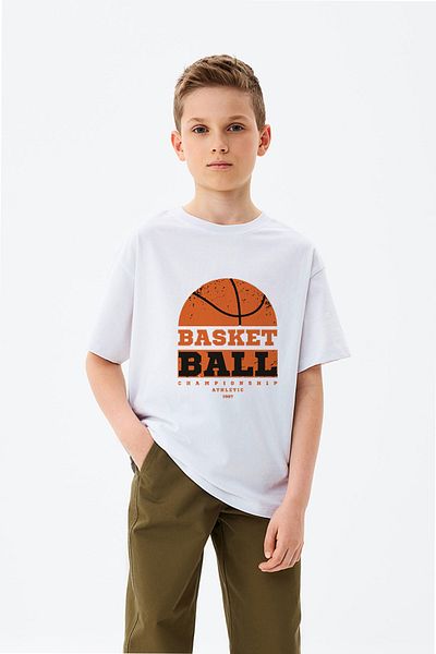 ADABEBEK Tricou pentru băieți cu imprimeu scris de baschet
