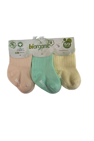 Biorganic Non-Slip Sole 3-Piece Baby Socks