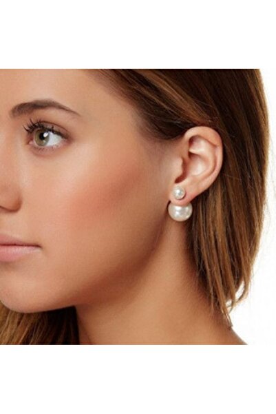 Market66 İri Büyük Boy Yuvarlak İnci Küpe Sedef Beyaz Renk 16mm Çap İğneli Küpeler