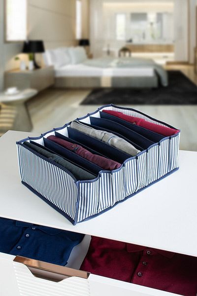 Serstil Organizator cu dungi bleumarin în interiorul sertarului cu compartimente Xlarge 30 X 39 X 14